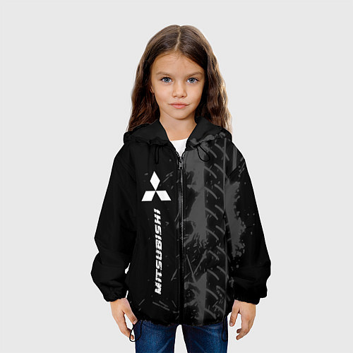 Детская куртка Mitsubishi speed на темном фоне со следами шин: по / 3D-Черный – фото 3