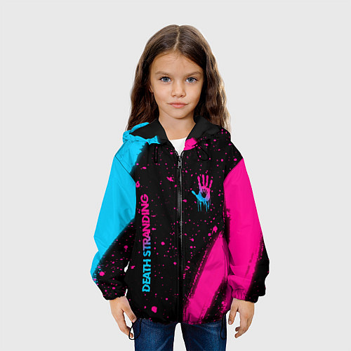 Детская куртка Death Stranding - neon gradient: надпись, символ / 3D-Черный – фото 3