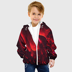 Куртка с капюшоном детская Красные огоньки абстракция, цвет: 3D-белый — фото 2