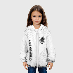 Куртка с капюшоном детская Cyberpunk 2077 glitch на светлом фоне: надпись, си, цвет: 3D-белый — фото 2