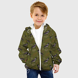 Куртка с капюшоном детская Вороны и еловые веточки, цвет: 3D-белый — фото 2