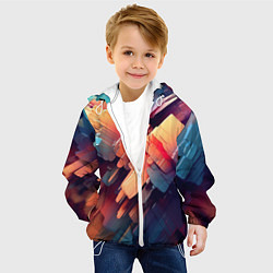 Куртка с капюшоном детская Цветная абстракция каменных сланцев, цвет: 3D-белый — фото 2