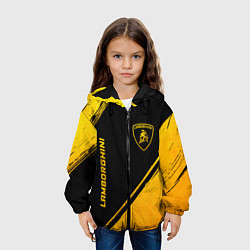 Куртка с капюшоном детская Lamborghini - gold gradient: надпись, символ, цвет: 3D-черный — фото 2