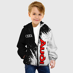 Куртка с капюшоном детская Ауди - белые потертости, цвет: 3D-черный — фото 2