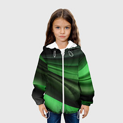 Куртка с капюшоном детская Темная зеленая текстура, цвет: 3D-белый — фото 2