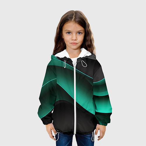 Детская куртка Абстрактная зеленая текстура / 3D-Белый – фото 3