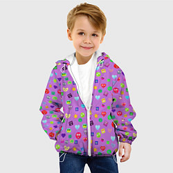 Куртка с капюшоном детская Эмпатия - паттерн эмоджи, цвет: 3D-белый — фото 2