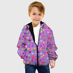 Куртка с капюшоном детская Эмпатия - паттерн эмоджи, цвет: 3D-черный — фото 2