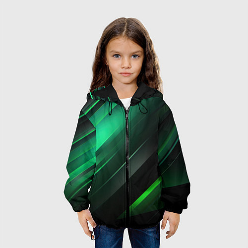 Детская куртка Black green abstract / 3D-Черный – фото 3