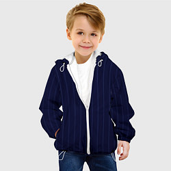 Куртка с капюшоном детская Серьезный тёмно-синий полосы, цвет: 3D-белый — фото 2
