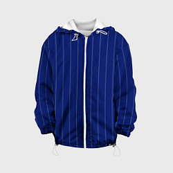 Куртка с капюшоном детская Полосатый насыщенный синий, цвет: 3D-белый