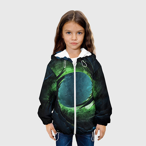 Детская куртка Объемная зеленая абстракция / 3D-Белый – фото 3