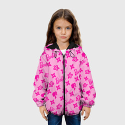 Куртка с капюшоном детская Барби паттерн розовый, цвет: 3D-черный — фото 2