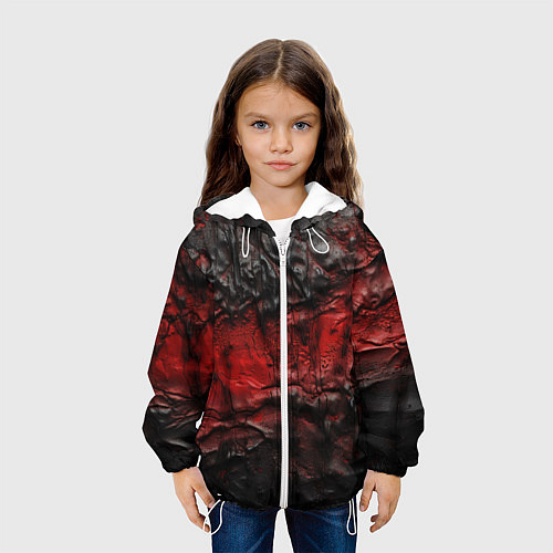 Детская куртка Объемная красная черная текстура / 3D-Белый – фото 3