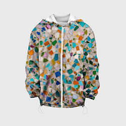 Куртка с капюшоном детская Мозайка мелкая разноцветная, цвет: 3D-белый