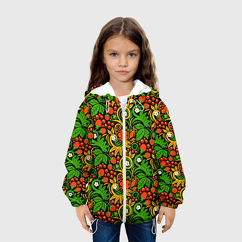 Детская куртка Русское народное искусство - хохлома / 3D-Белый – фото 3
