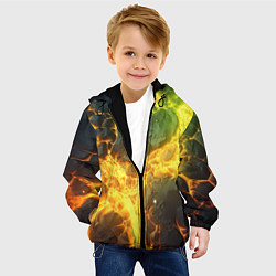 Куртка с капюшоном детская Разлом плит и неон, цвет: 3D-черный — фото 2