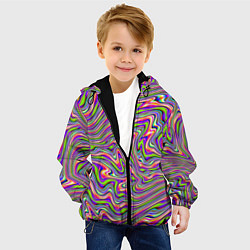 Куртка с капюшоном детская В полоску триппи, цвет: 3D-черный — фото 2