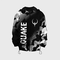 Куртка с капюшоном детская Quake glitch на темном фоне: надпись, символ, цвет: 3D-черный