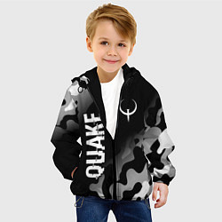 Куртка с капюшоном детская Quake glitch на темном фоне: надпись, символ, цвет: 3D-черный — фото 2