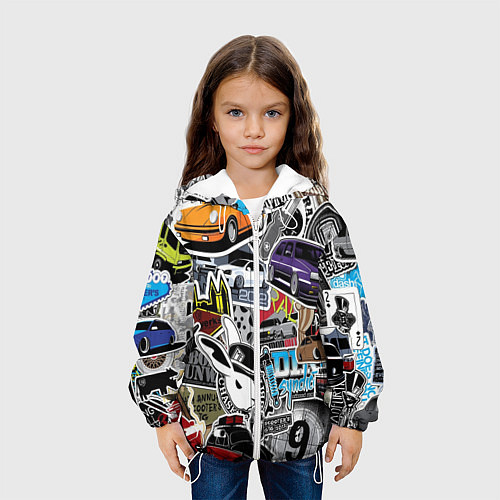 Детская куртка Авто наклейки / 3D-Белый – фото 3