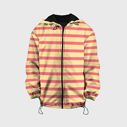 Куртка с капюшоном детская Нежный жёлто-розовый полосатый, цвет: 3D-черный