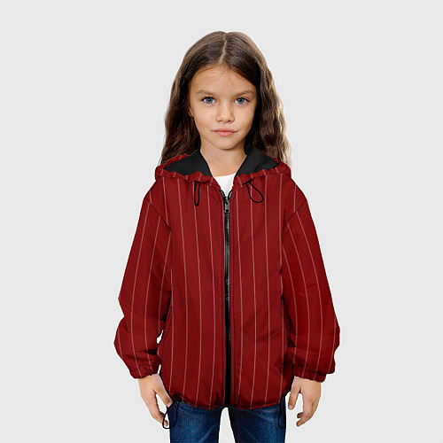 Детская куртка Тёмно-красный полосатый / 3D-Черный – фото 3