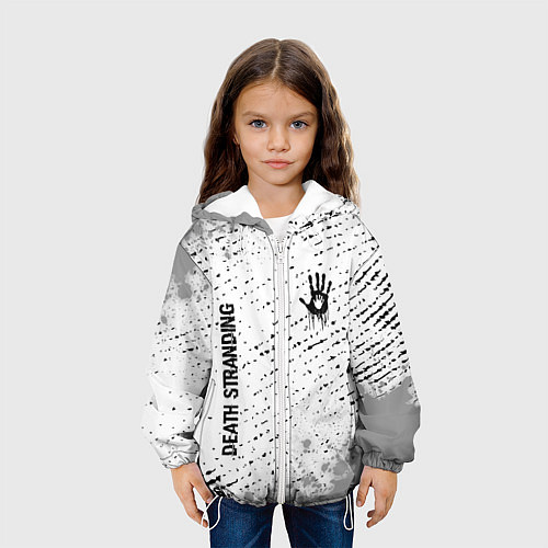 Детская куртка Death Stranding glitch на светлом фоне: надпись, с / 3D-Белый – фото 3