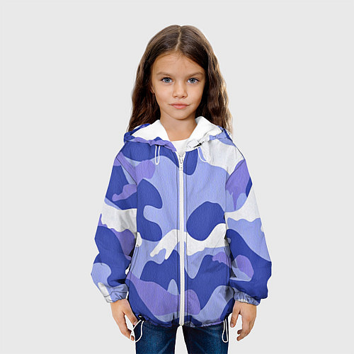 Детская куртка Камуфляжный узор голубой / 3D-Белый – фото 3