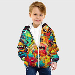 Куртка с капюшоном детская Зубастые галлюцинации, цвет: 3D-белый — фото 2