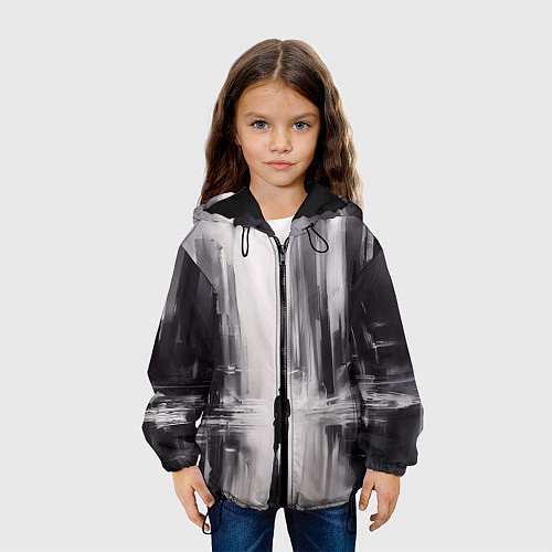 Детская куртка Большой мрачный город с силуэтом человека / 3D-Черный – фото 3