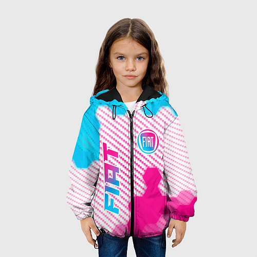 Детская куртка Fiat neon gradient style: надпись, символ / 3D-Черный – фото 3