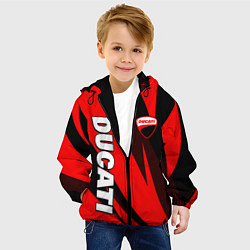 Куртка с капюшоном детская Ducati - красные волны, цвет: 3D-черный — фото 2