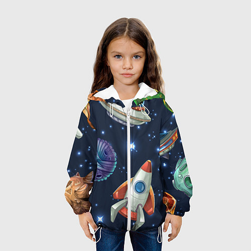 Детская куртка Космические корабли и планеты / 3D-Белый – фото 3