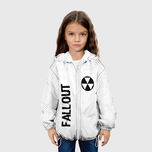 Детская куртка Fallout glitch на светлом фоне: надпись, символ / 3D-Белый – фото 3