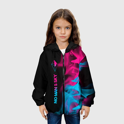 Детская куртка No Mans Sky - neon gradient: по-вертикали / 3D-Черный – фото 3