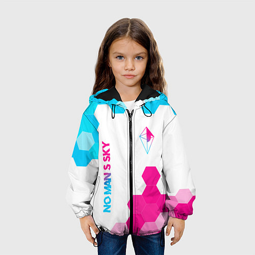 Детская куртка No Mans Sky neon gradient style: надпись, символ / 3D-Черный – фото 3