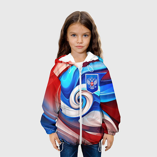 Детская куртка Абстракция герб России / 3D-Белый – фото 3