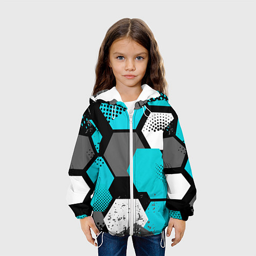 Детская куртка Шестиугольники абстрактный фон / 3D-Белый – фото 3