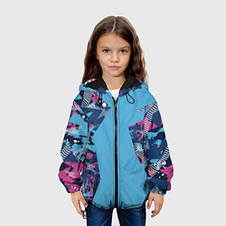 Куртка с капюшоном детская Цифровая река спортивный паттерн, цвет: 3D-черный — фото 2