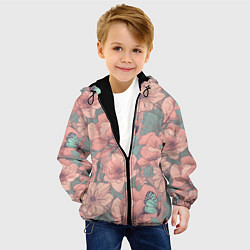 Куртка с капюшоном детская Паттерн с бабочками и цветами, цвет: 3D-черный — фото 2