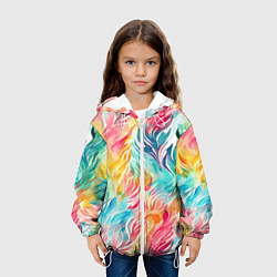 Куртка с капюшоном детская Акварельные листья паттерн, цвет: 3D-белый — фото 2