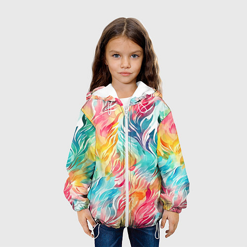 Детская куртка Акварельные листья паттерн / 3D-Белый – фото 3