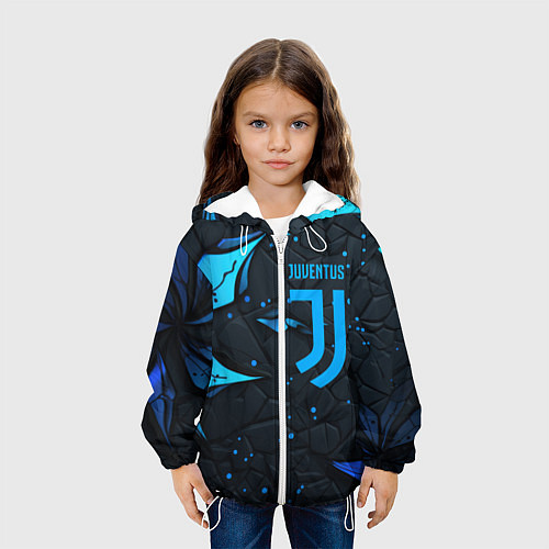 Детская куртка Juventus abstract blue logo / 3D-Белый – фото 3