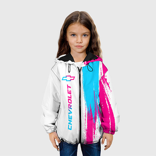 Детская куртка Chevrolet neon gradient style: по-вертикали / 3D-Черный – фото 3