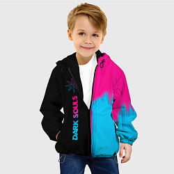 Куртка с капюшоном детская Dark Souls - neon gradient: по-вертикали, цвет: 3D-черный — фото 2