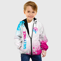 Куртка с капюшоном детская Sally Face neon gradient style: надпись, символ, цвет: 3D-черный — фото 2