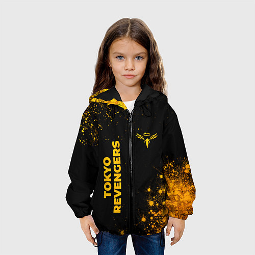Детская куртка Tokyo Revengers - gold gradient: надпись, символ / 3D-Черный – фото 3