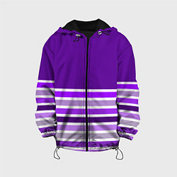 Куртка с капюшоном детская Строгий фиолетовый полосатый, цвет: 3D-черный