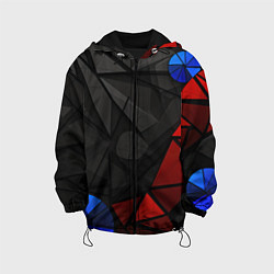 Куртка с капюшоном детская Black blue red elements, цвет: 3D-черный